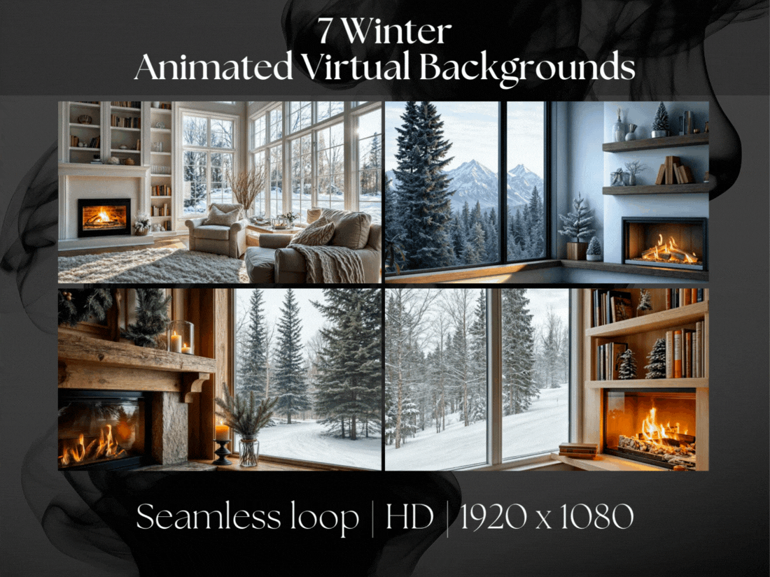 Warm winter virtual background animation designed for video meetings and remote work.